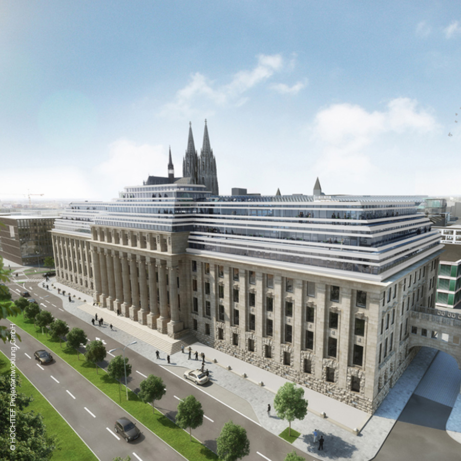 Blick auf die Deutsche Bahndirektion in Köln